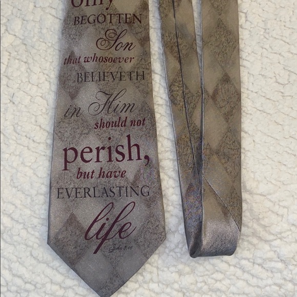 John 3:16 Bible Verse Silk Designer Christian Tie - Picture 2 of 2